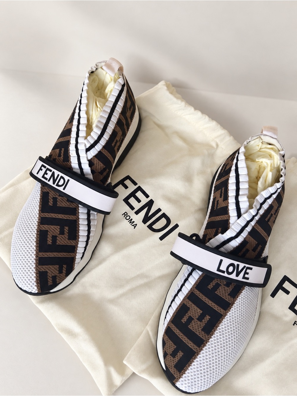 Fendi FF Logo Knit Sneakers Size 39 EU | Worn Once | Dust Bag Included